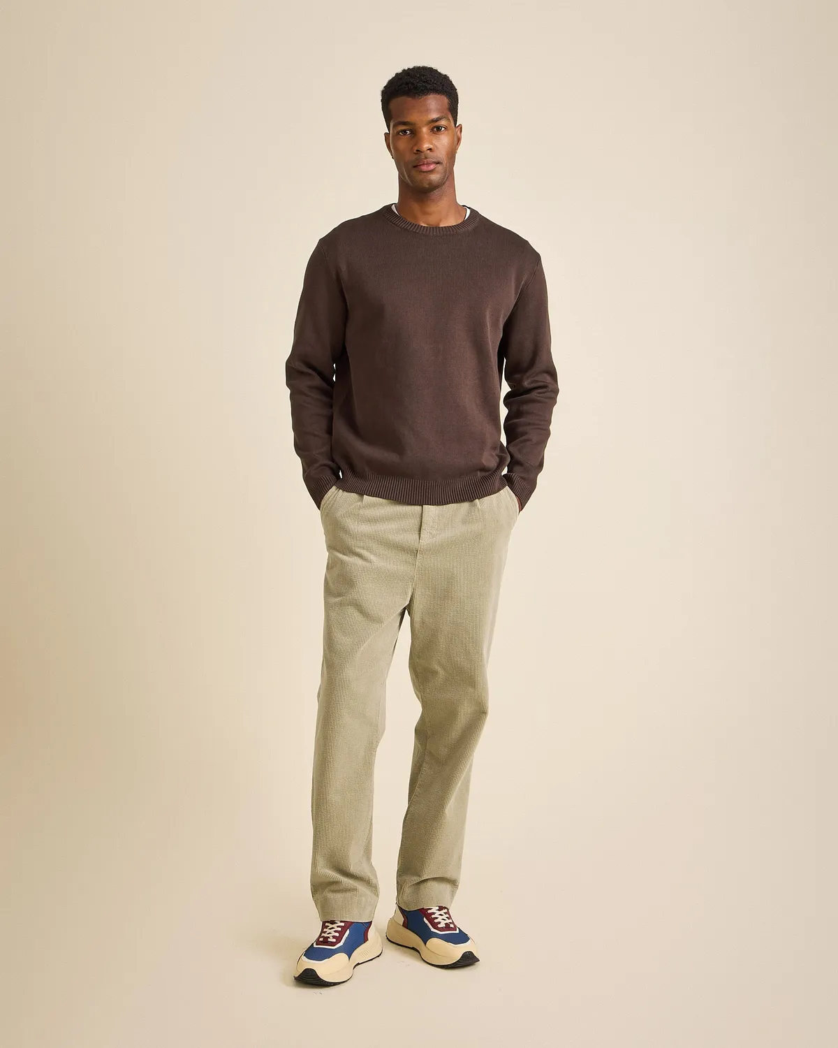 Cotelé Paris Pince sauge pantalon velours coupe droite