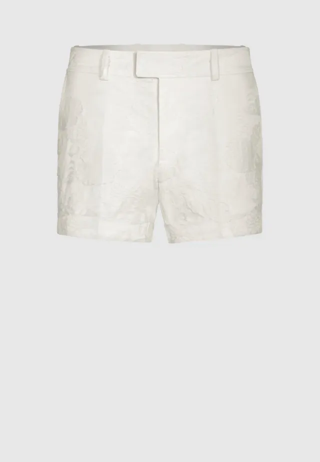 Pierre Talamon short blanc motif floral stretch