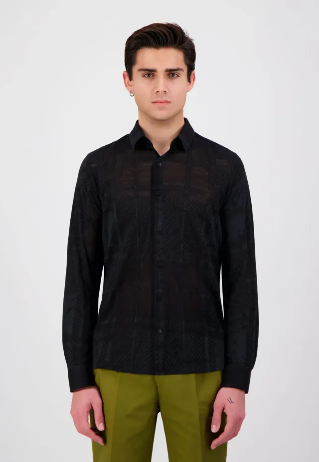 Pierre Talamon Jersey chemise noire coupe droite