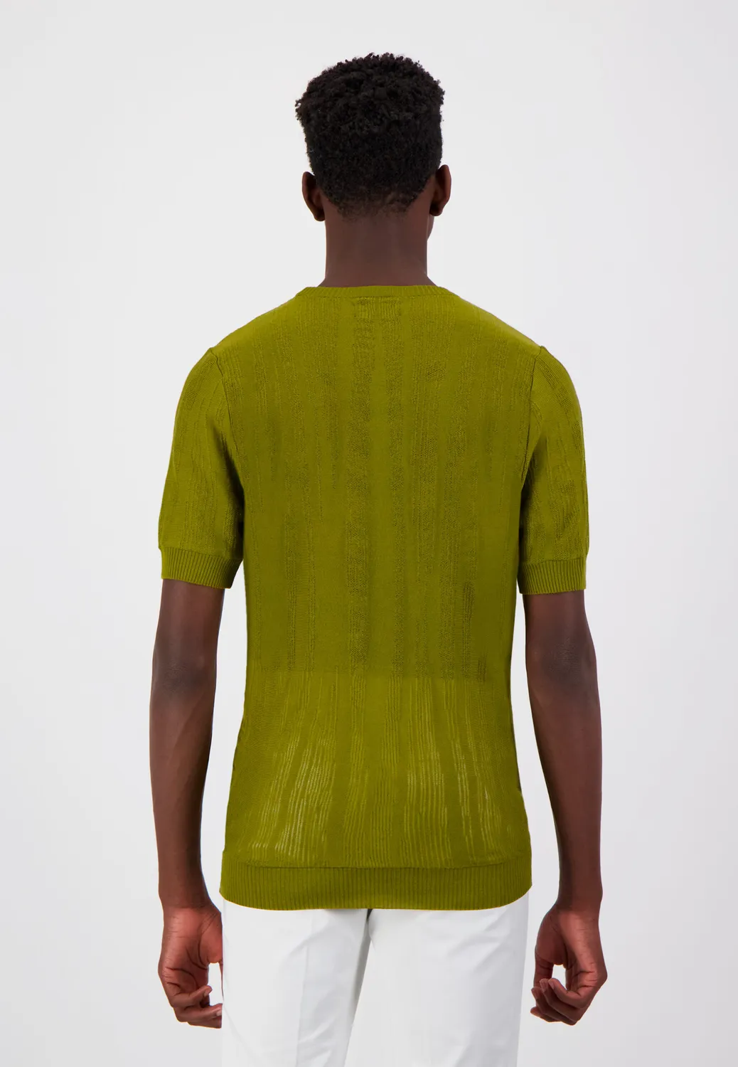 Pierre Talamon Zebra t-shirt kaki ajouré