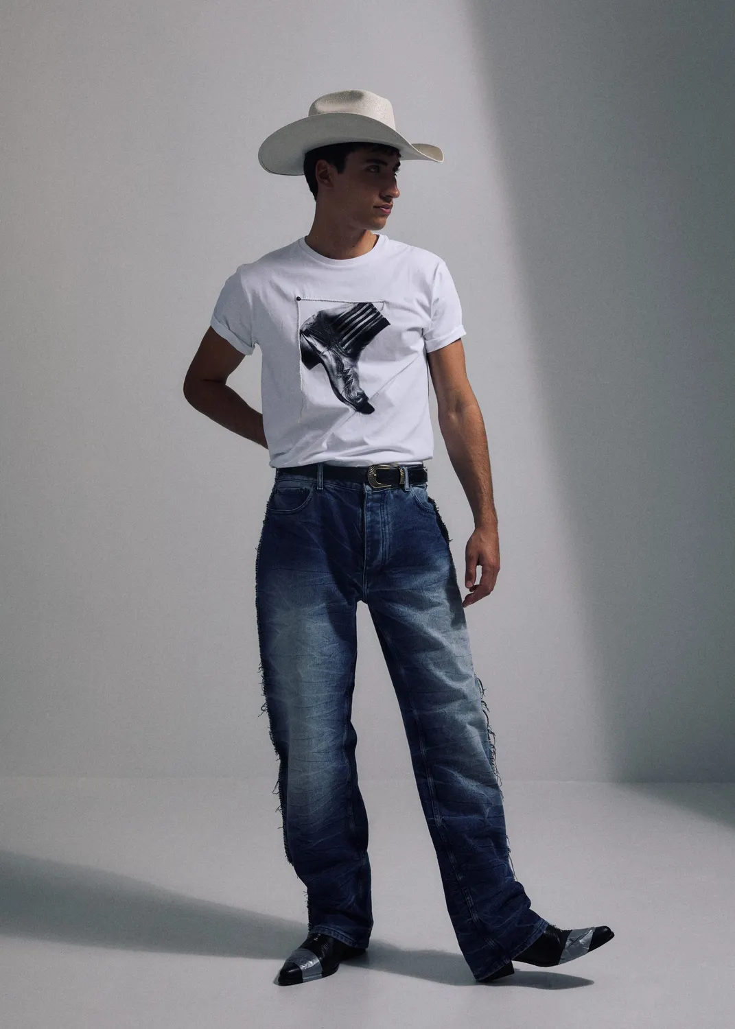 PAOLO LEDUC Fast Rider jean baggy bleu lourd 14 oz