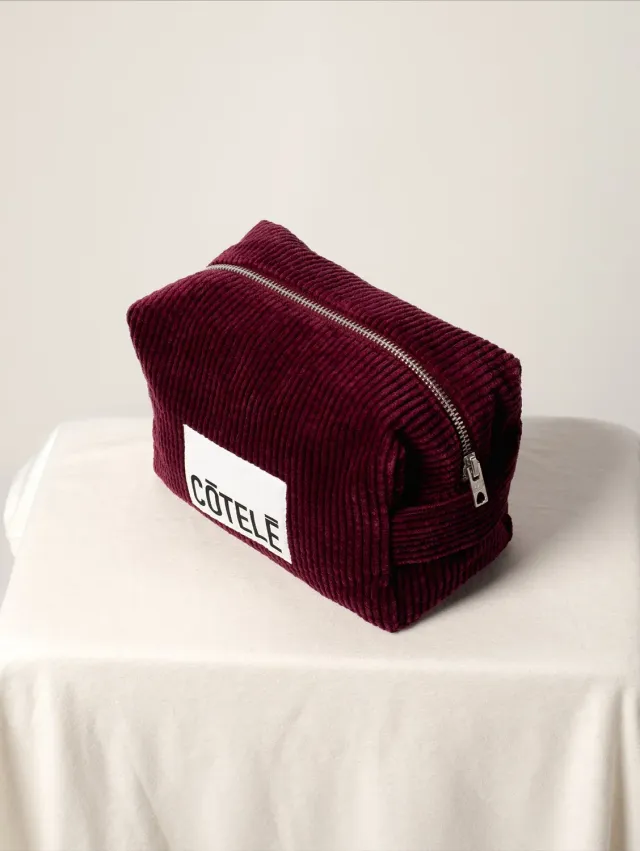 Cotelé Paris Trousse Toilette Prune velours bio taille unique