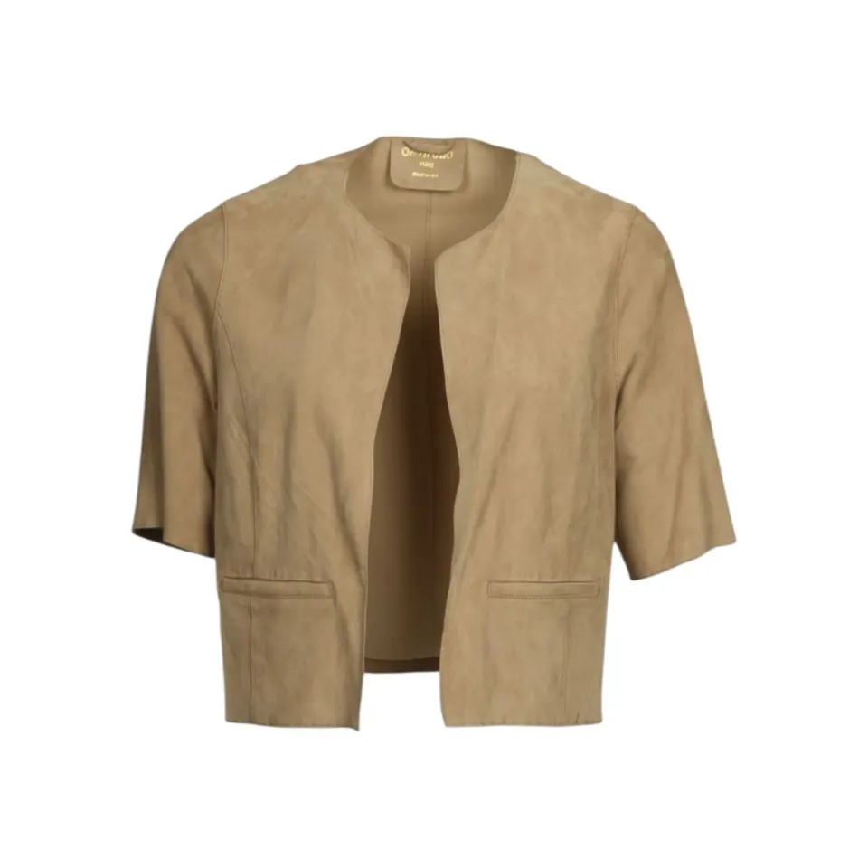 Oakwood Keira 65204 veste cuir beige manches courtes