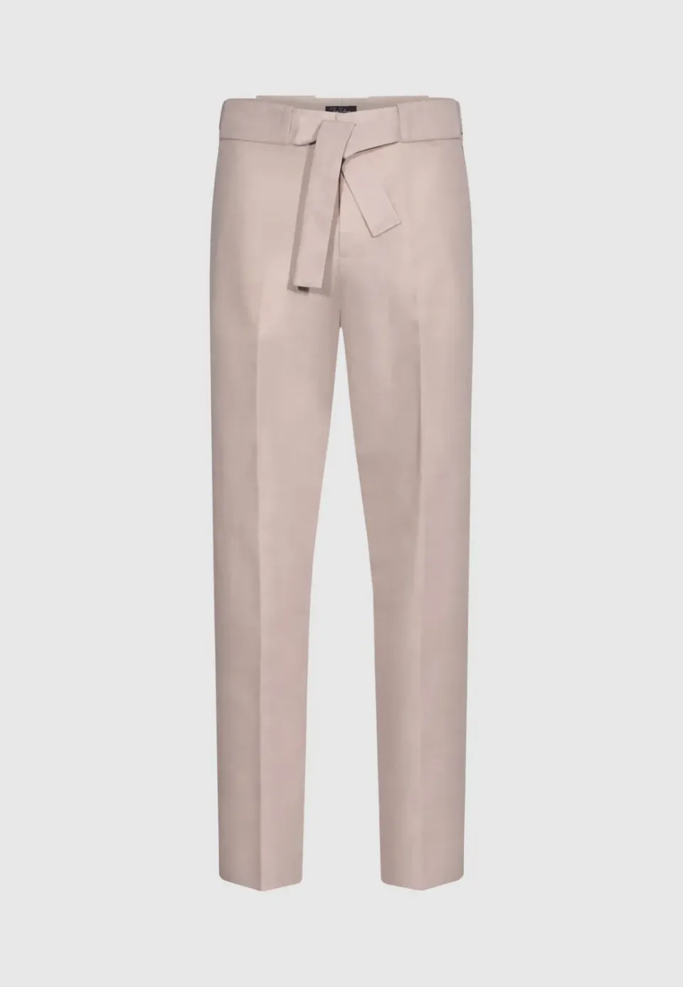 Pierre Talamon pantalon lin rose cendré ceinturé