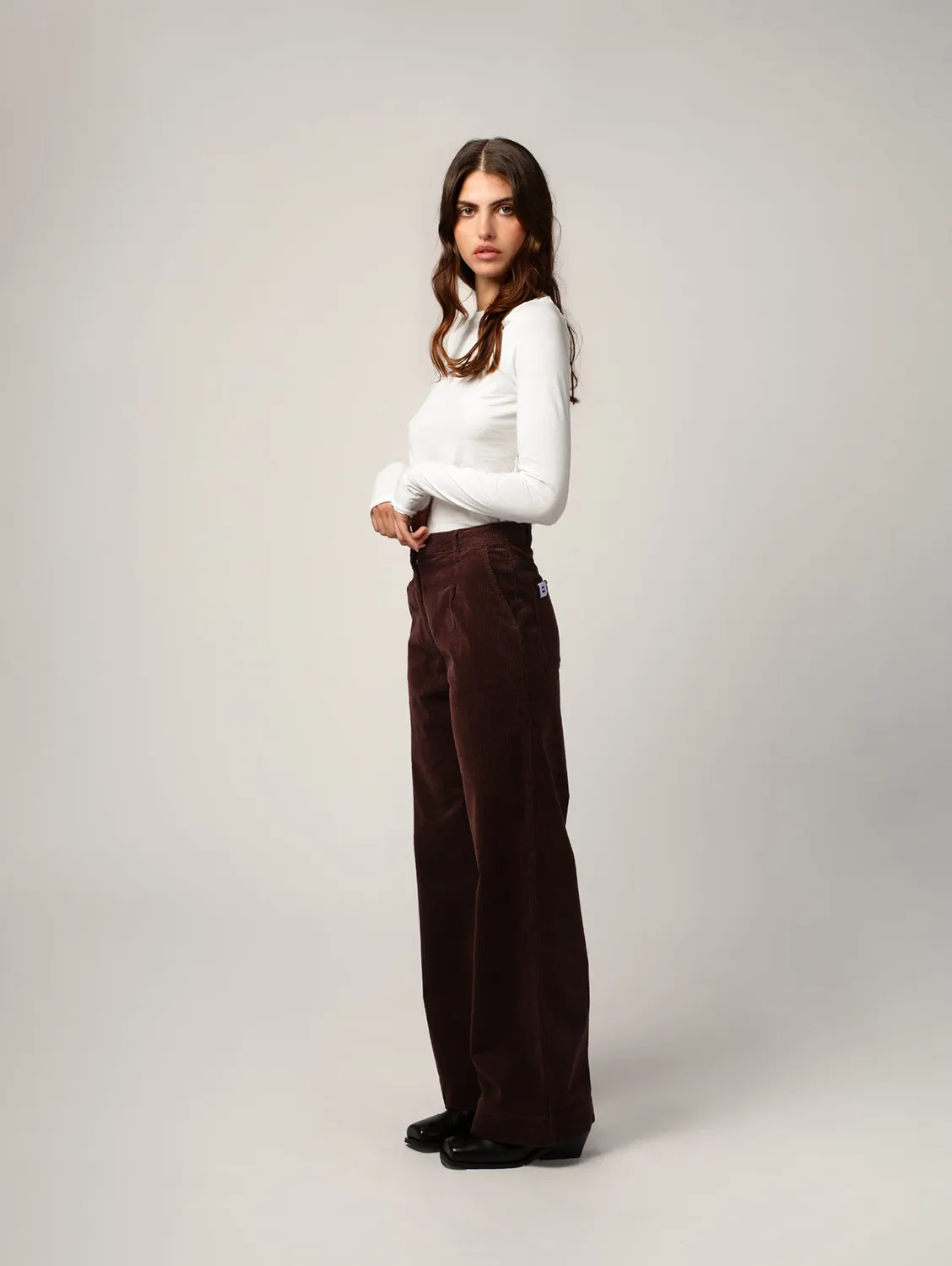 Cotelé Paris Pantalon Pince Chocolat velours