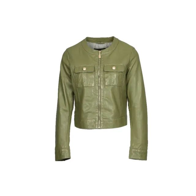 Oakwood Susan 65161 veste cuir kaki clair cintrée