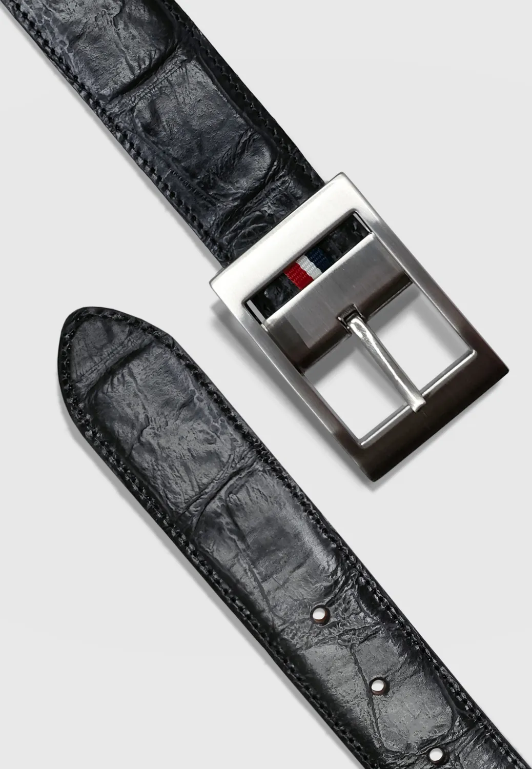 Pierre Talamon Croco ceinture noire effet croco