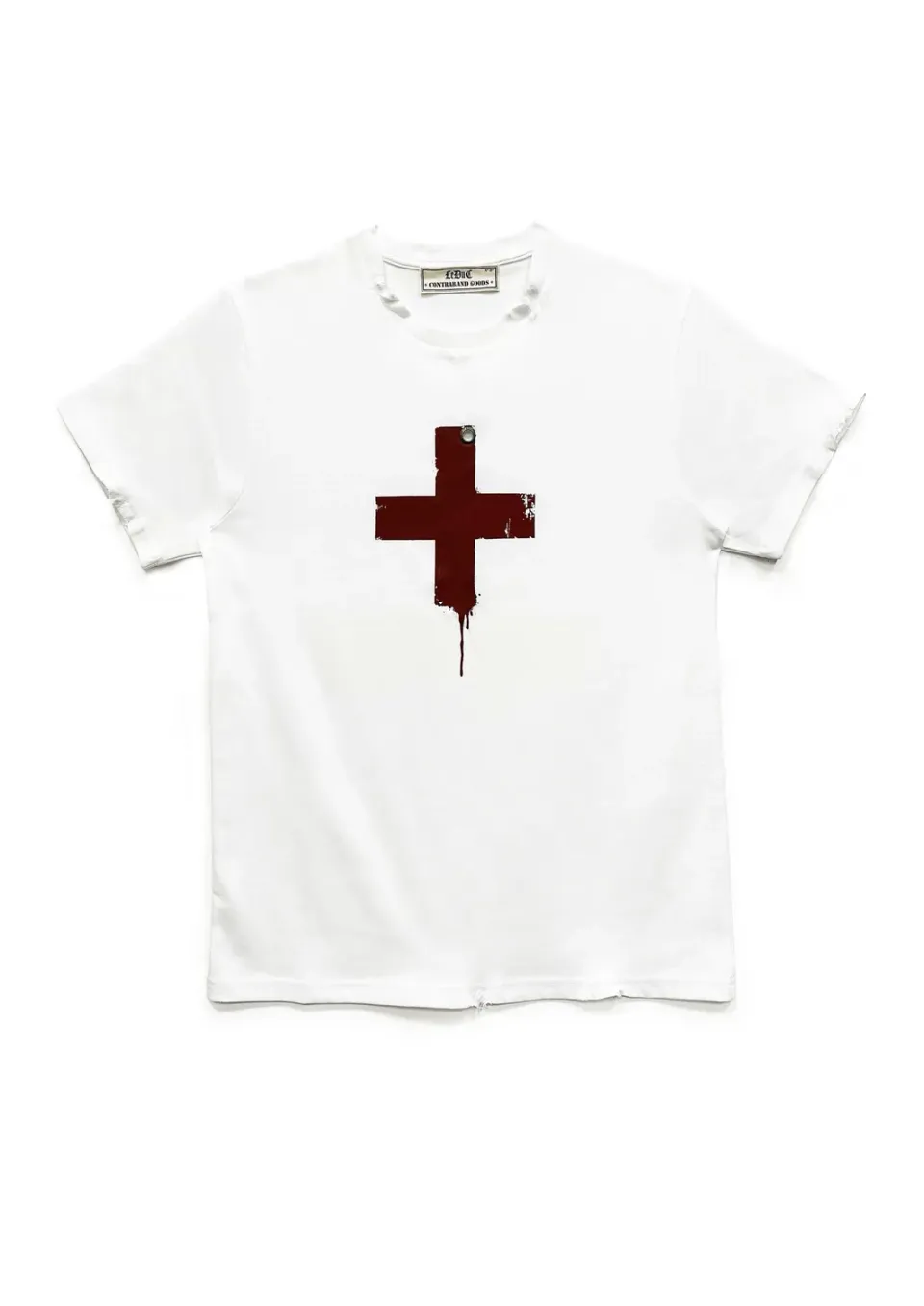 PAOLO LEDUC Red Cross Dripping t-shirt blanc coton S