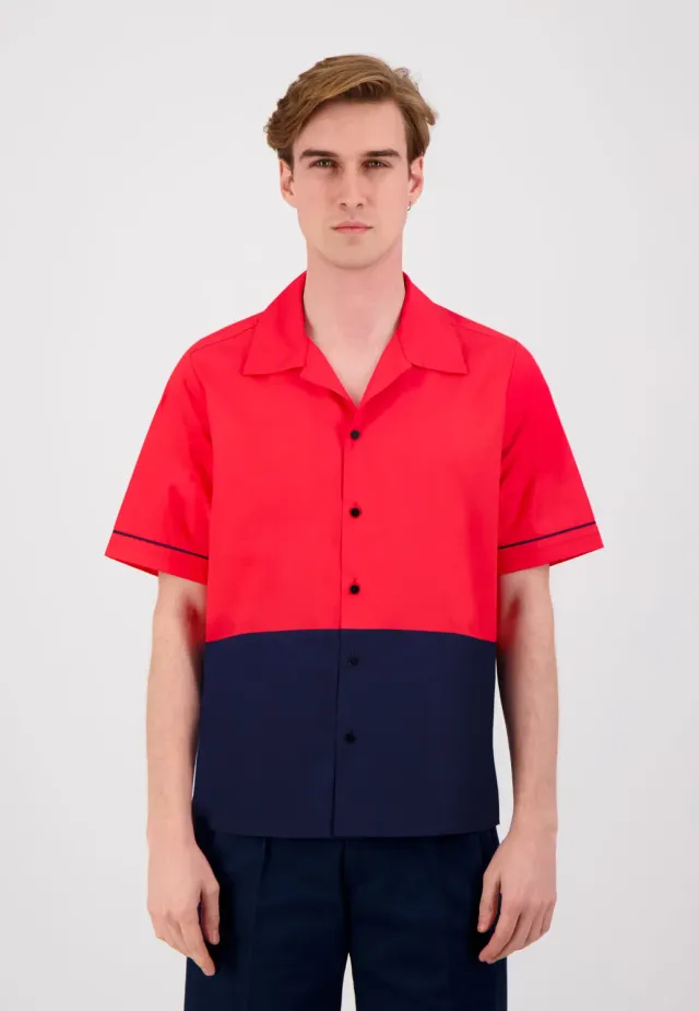 Pierre Talamon Chemise bowling rouge navy