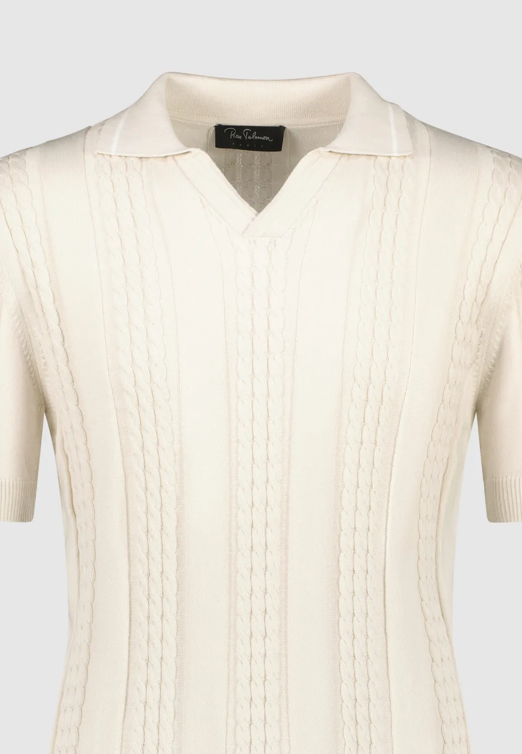 Pierre Talamon Polo Tors Beige Coton Manches Courtes