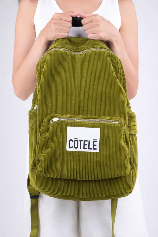Cotelé Paris sac à dos kaki velours coton bio