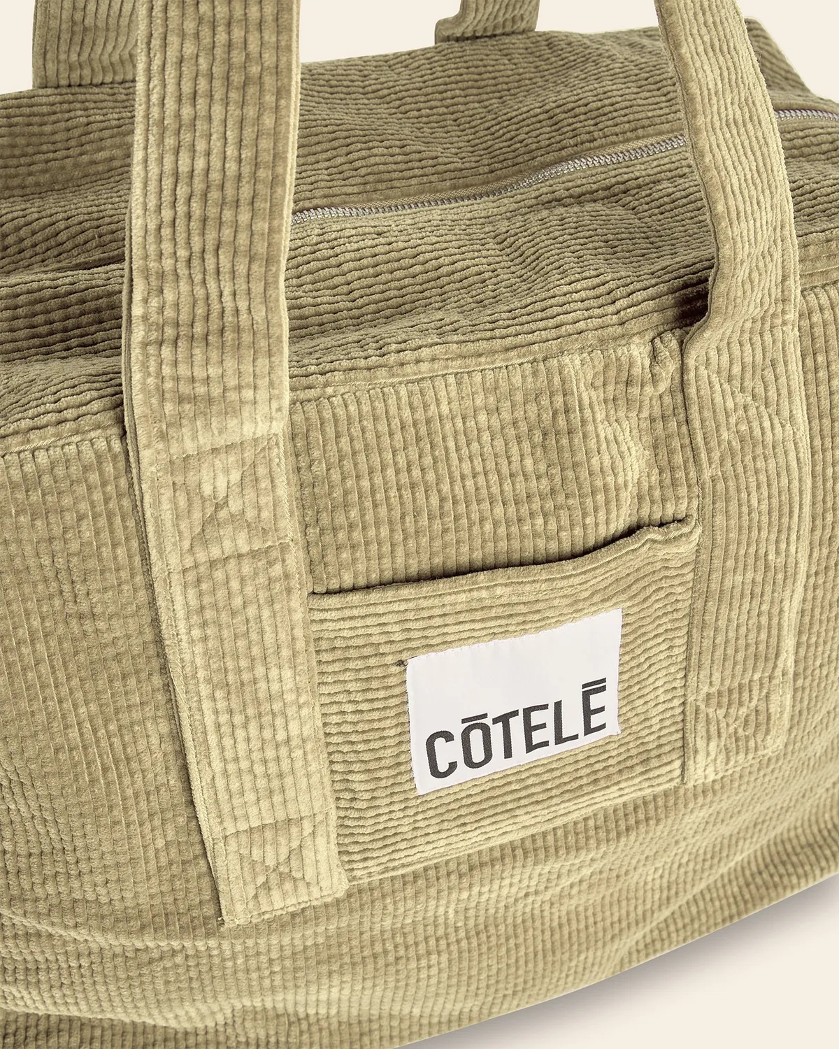 Cotelé Paris Bonny sac week-end sauge coton bio