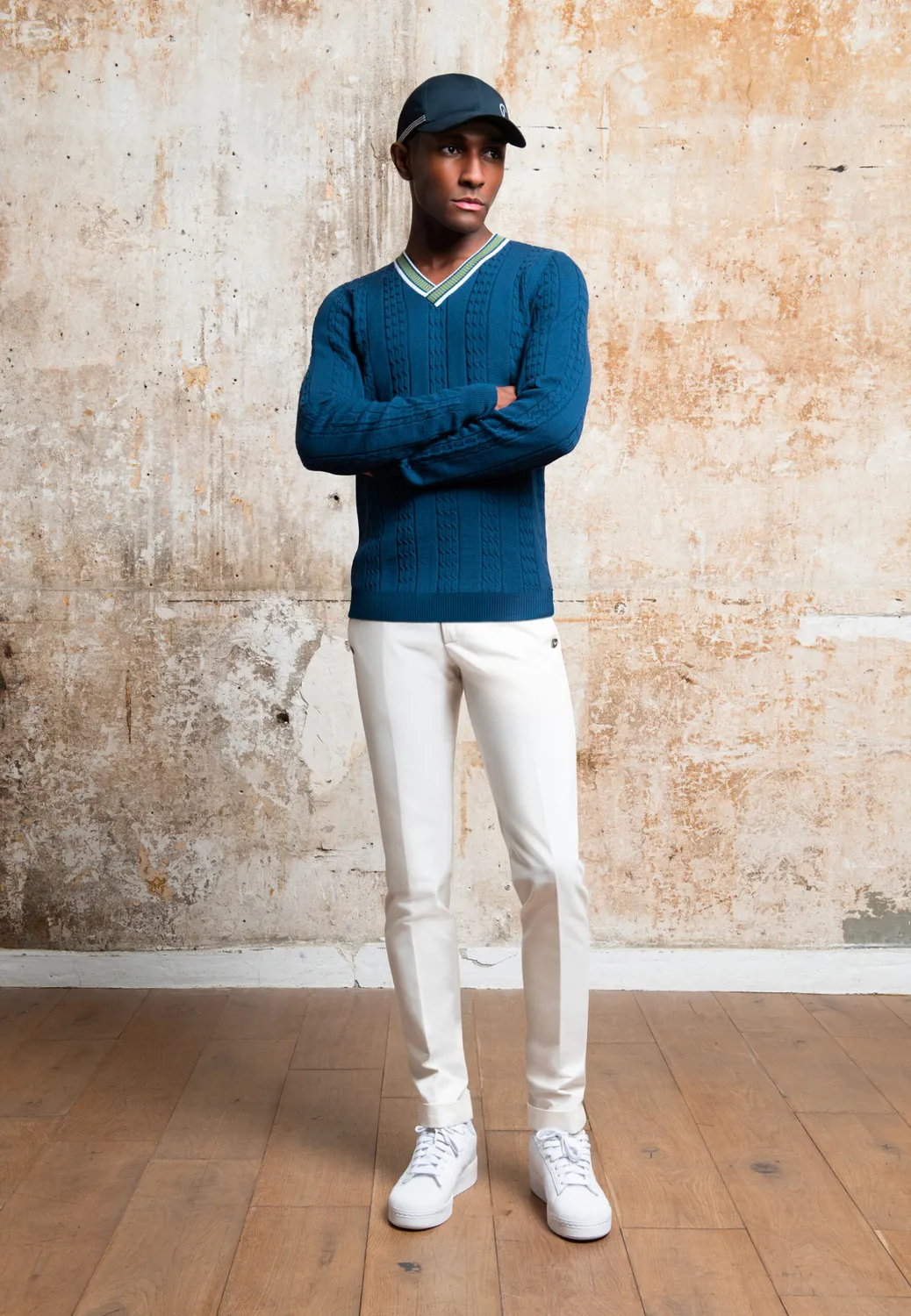 Pierre Talamon Torsadé pull bleu maille hiver