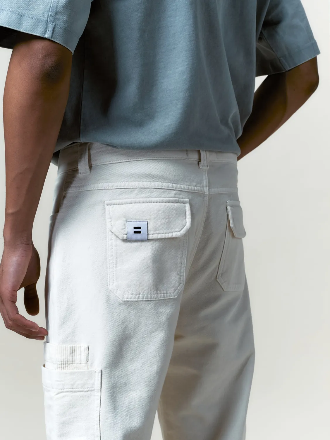 Cotelé Paris pantalon cargo toile écru unisexe 32-44