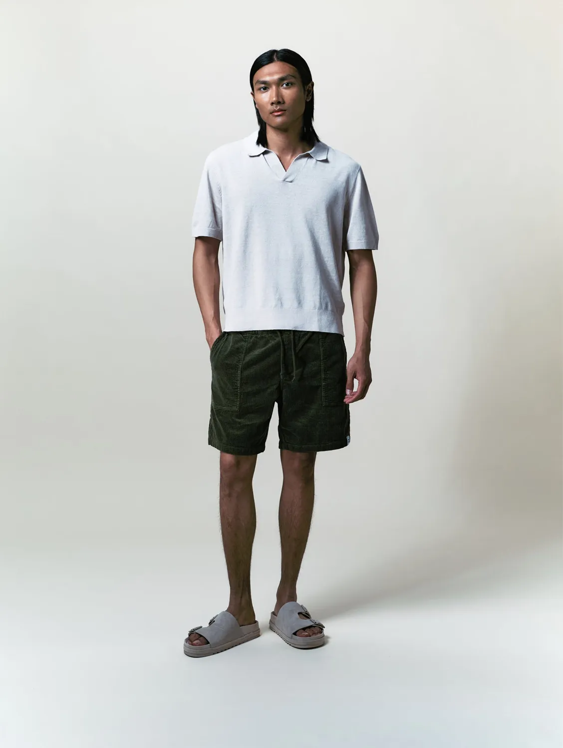 Cotelé Paris Short Lazy olive coton bio