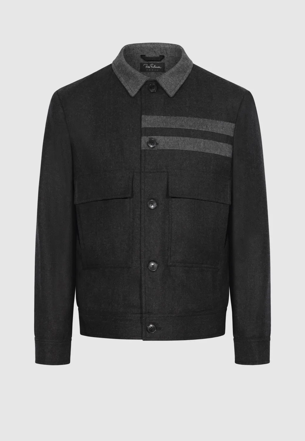 Pierre Talamon blouson flanelle grise boutonné homme
