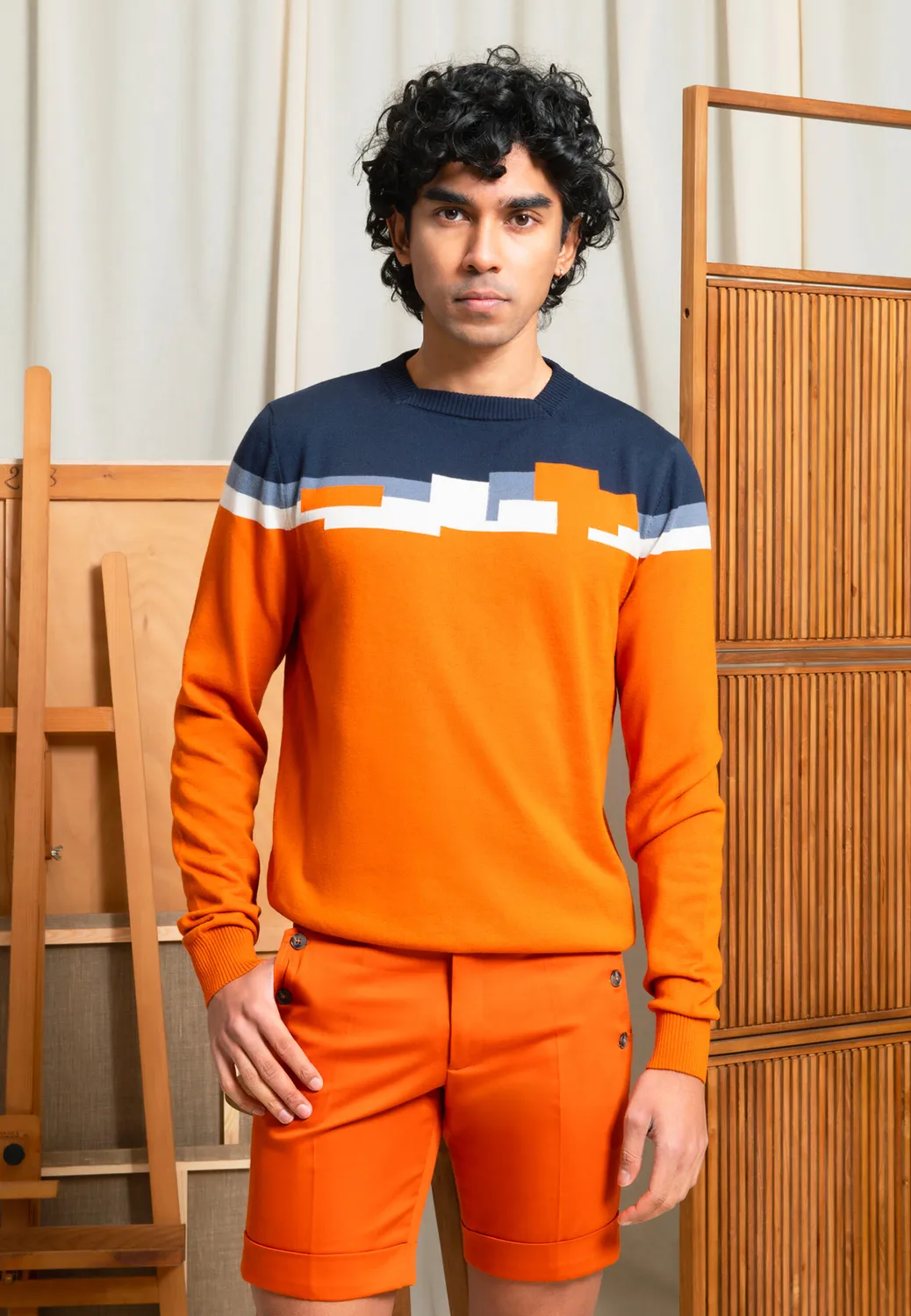 Pierre Talamon Pull Agrigente orange chaud