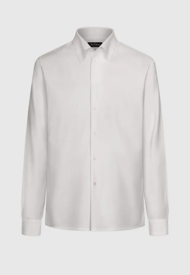 Pierre Talamon chemise col souple coton blanc texturée