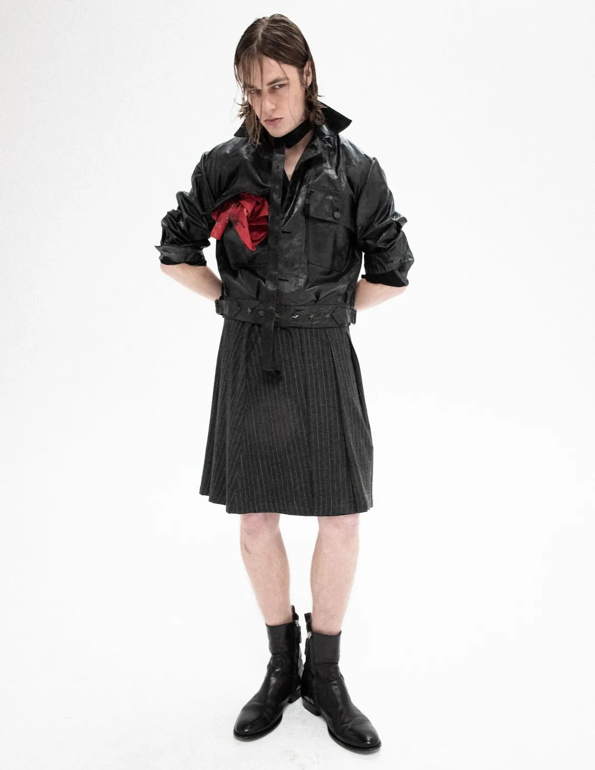 Paolo Leduc Strictly Business jupe kilt laine grise longue