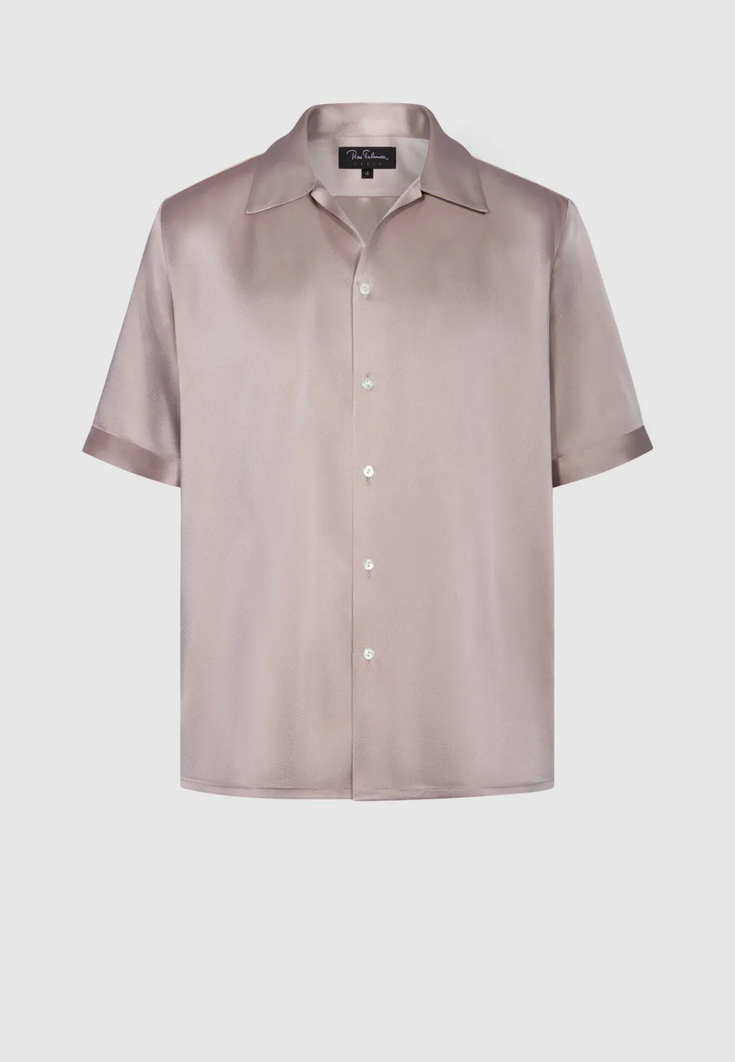 Pierre Talamon chemise satin rose col hawaïen