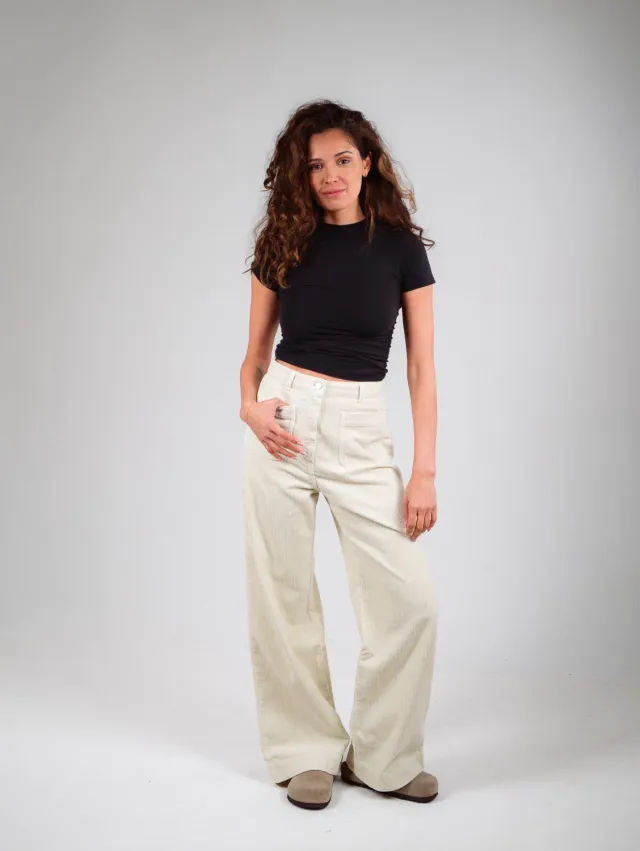Cotelé Paris Jane Silver Green pantalon velours
