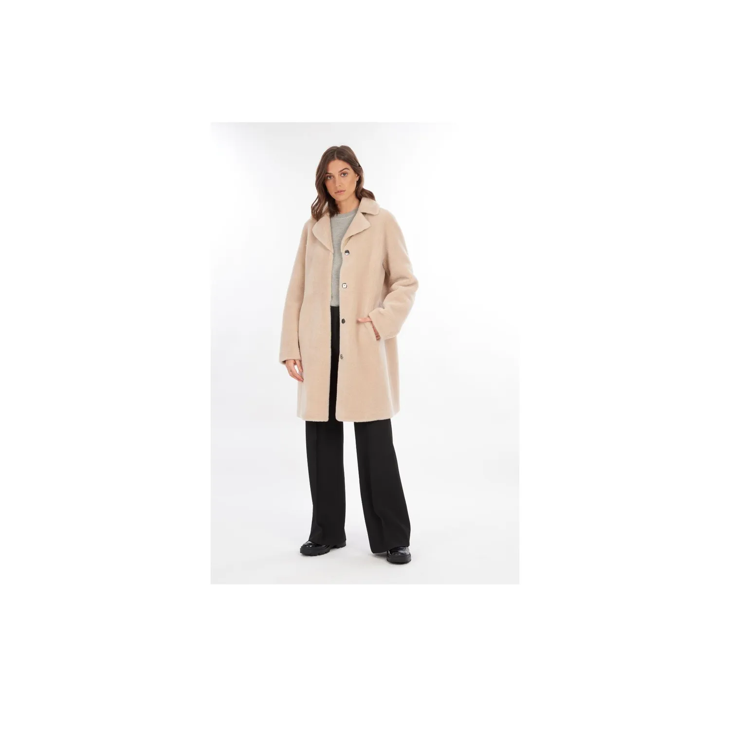 Oakwood Venus 64006 manteau laine café réversible