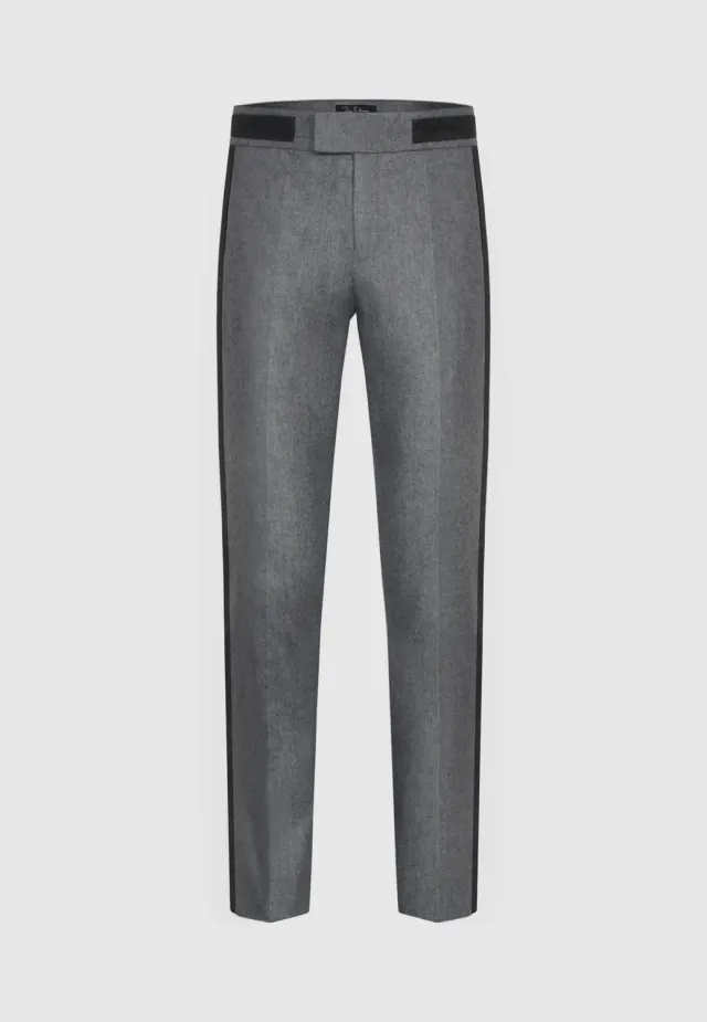 Pierre Talamon Inlay pantalon gris coupe droite