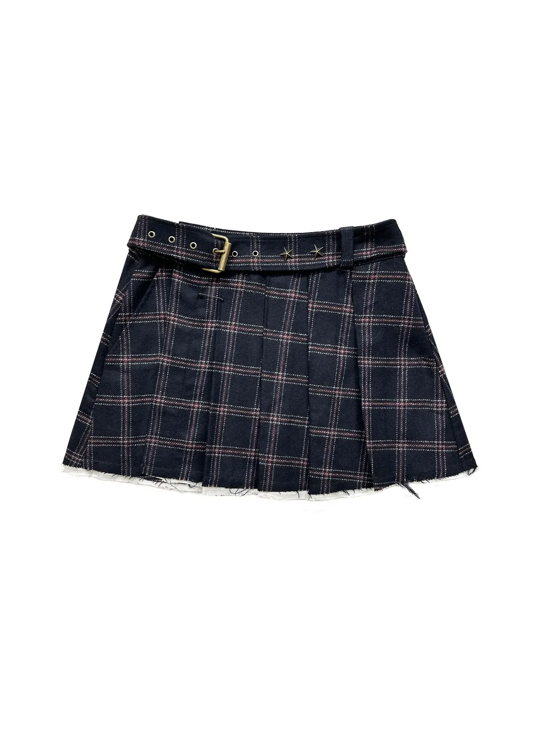 PAOLO LEDUC Domination mini kilt tartan laine plissé