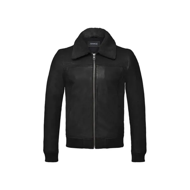 Oakwood Trader 64383 blouson cuir noir col fourrure