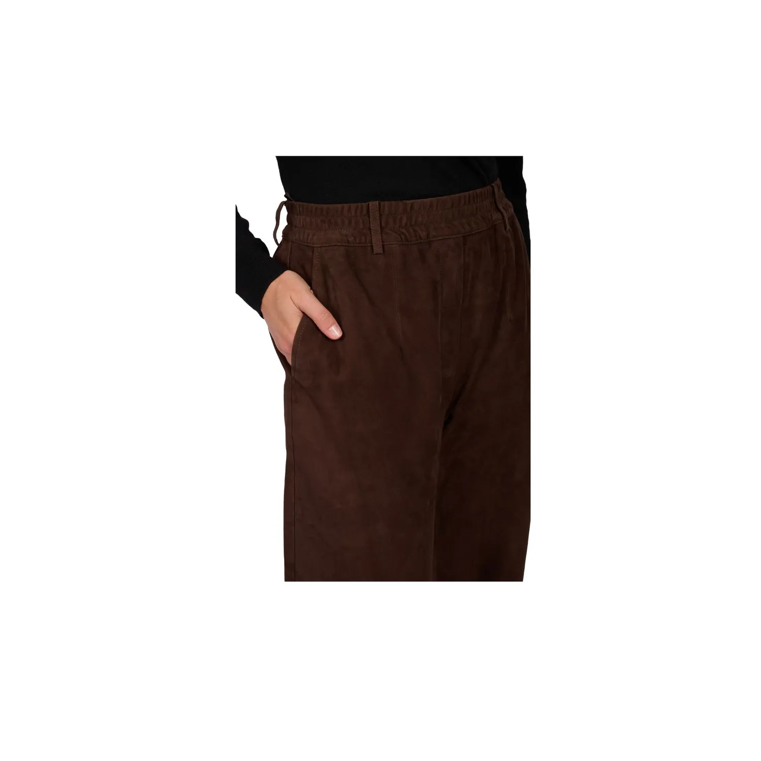 Oakwood Mia 65195 pantalon cuir choco ample