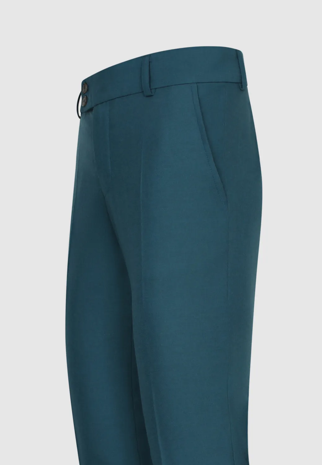 Pierre Talamon pantalon bleu paon coupe droite