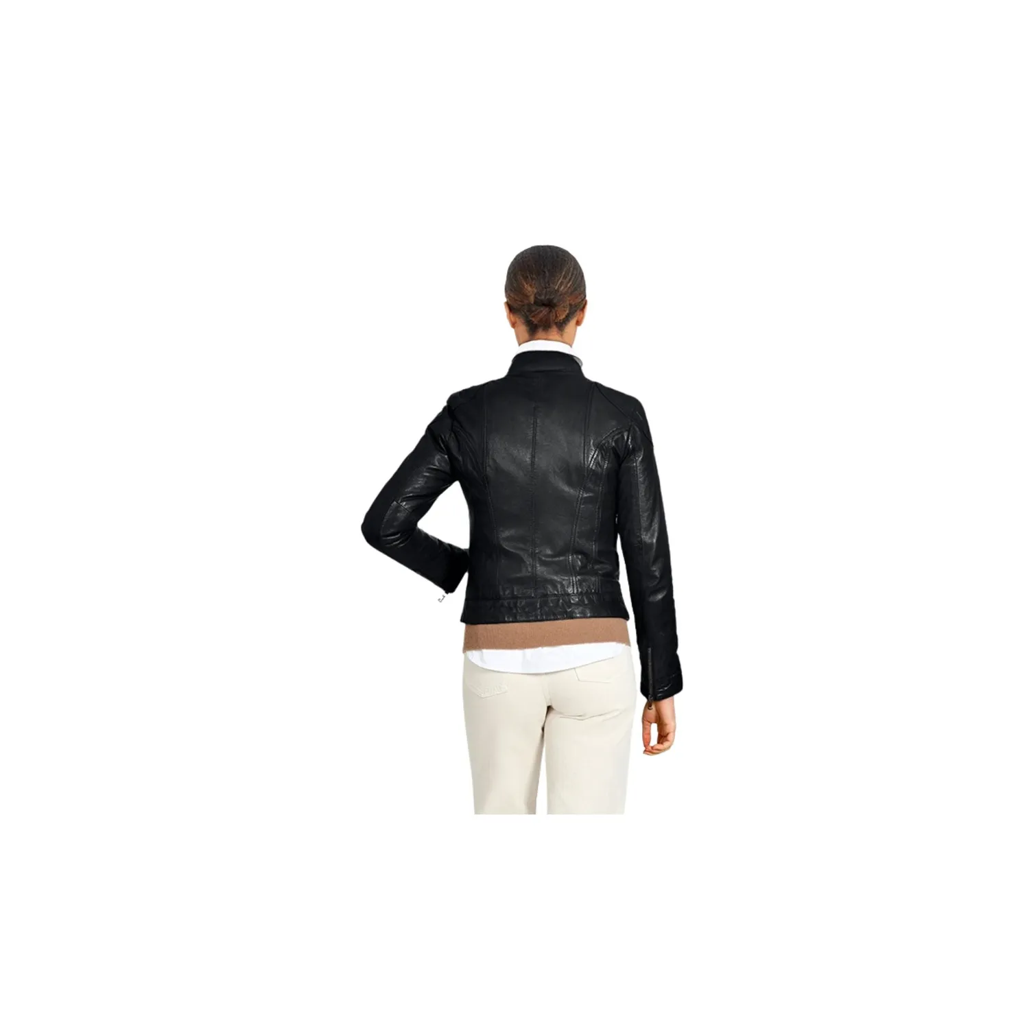 Oakwood Lina veste cuir noir courte slim