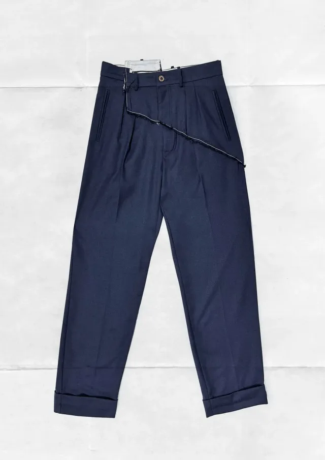 Paolo Leduc Twisted pantalon tailleur laine bleu marine