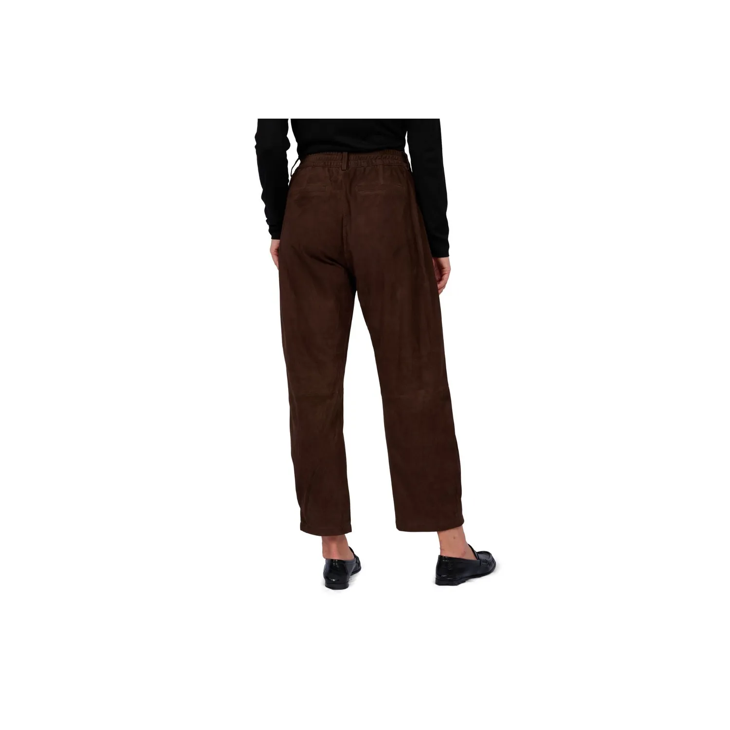 Oakwood Mia 65195 pantalon cuir choco ample