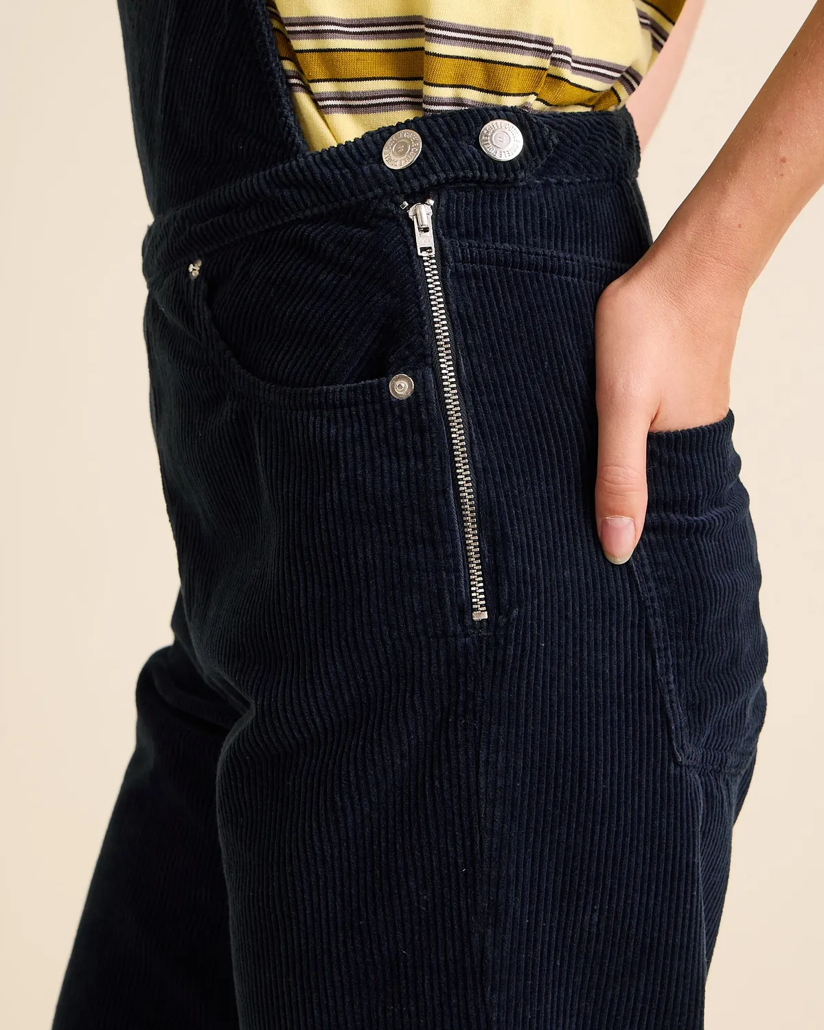 Cotelé Paris Mom salopette femme navy velours
