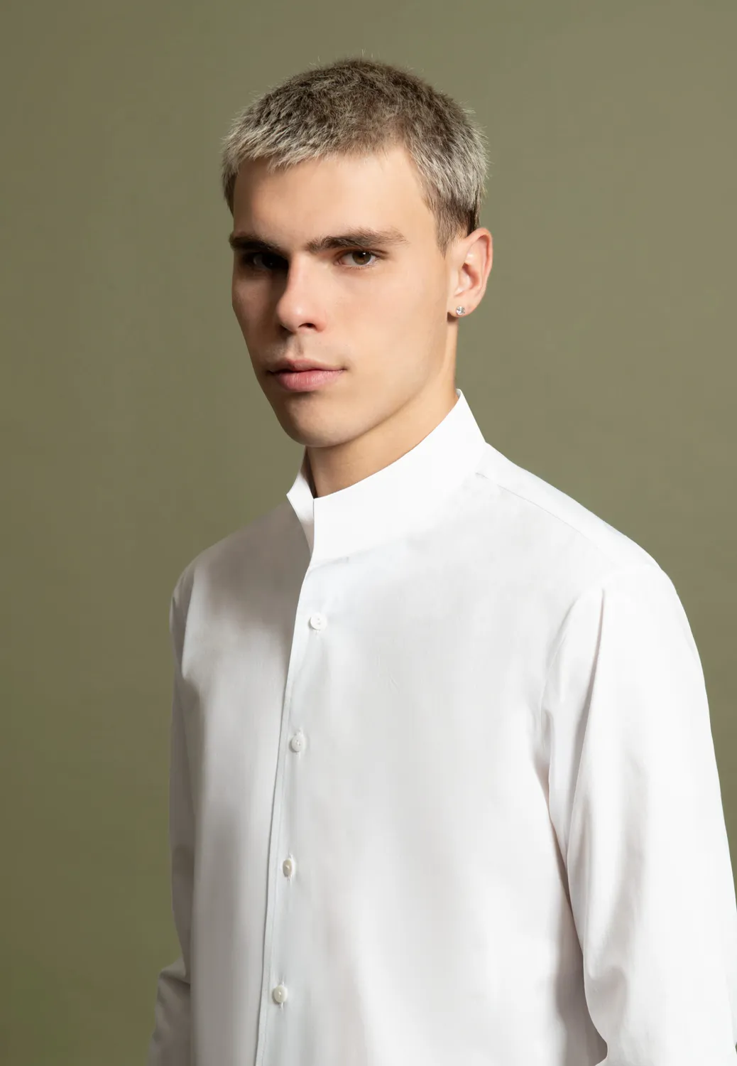 Pierre Talamon col tulipe popeline chemise blanche