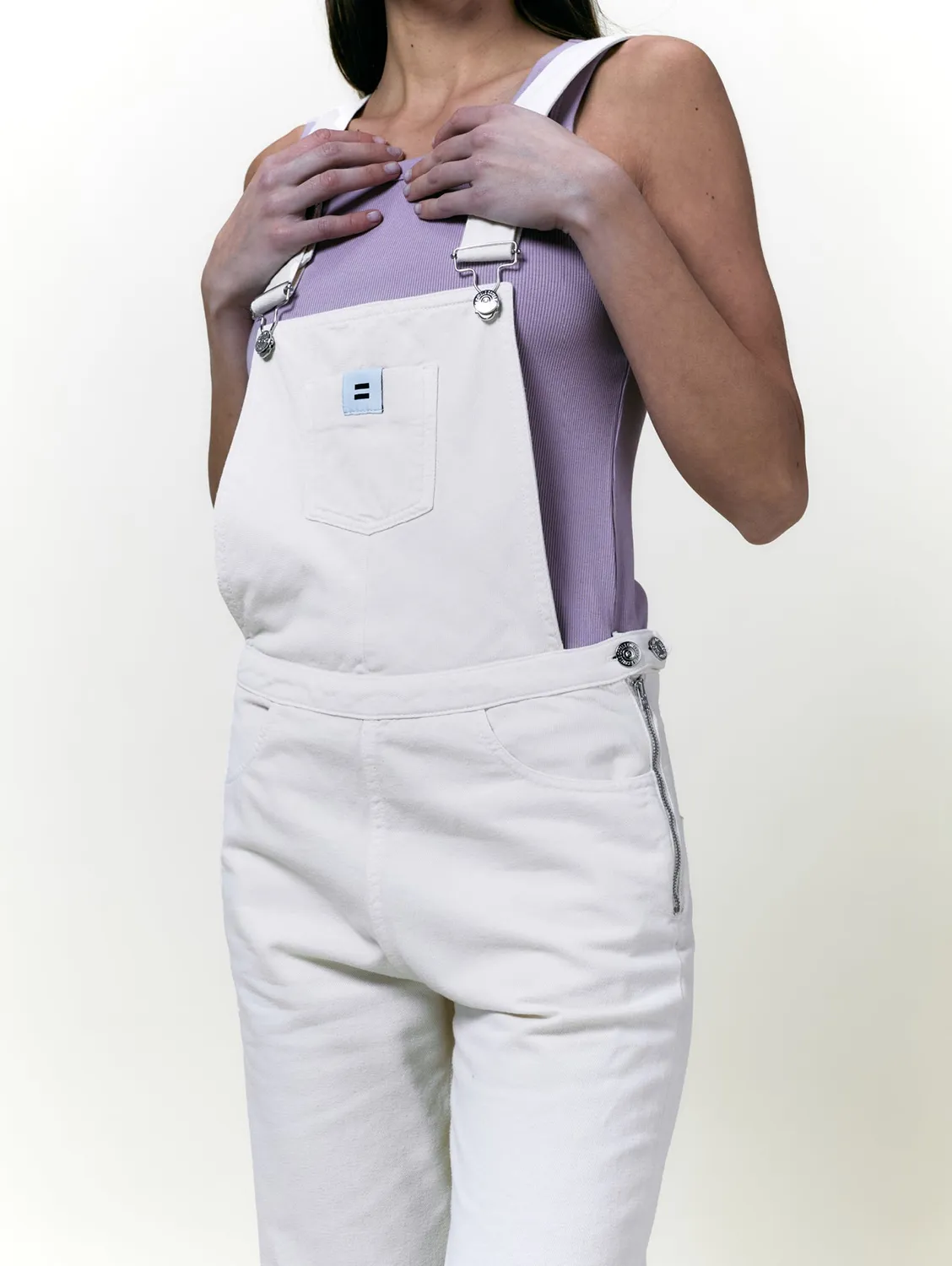 Cotelé Paris Mom salopette femme écru toile bio