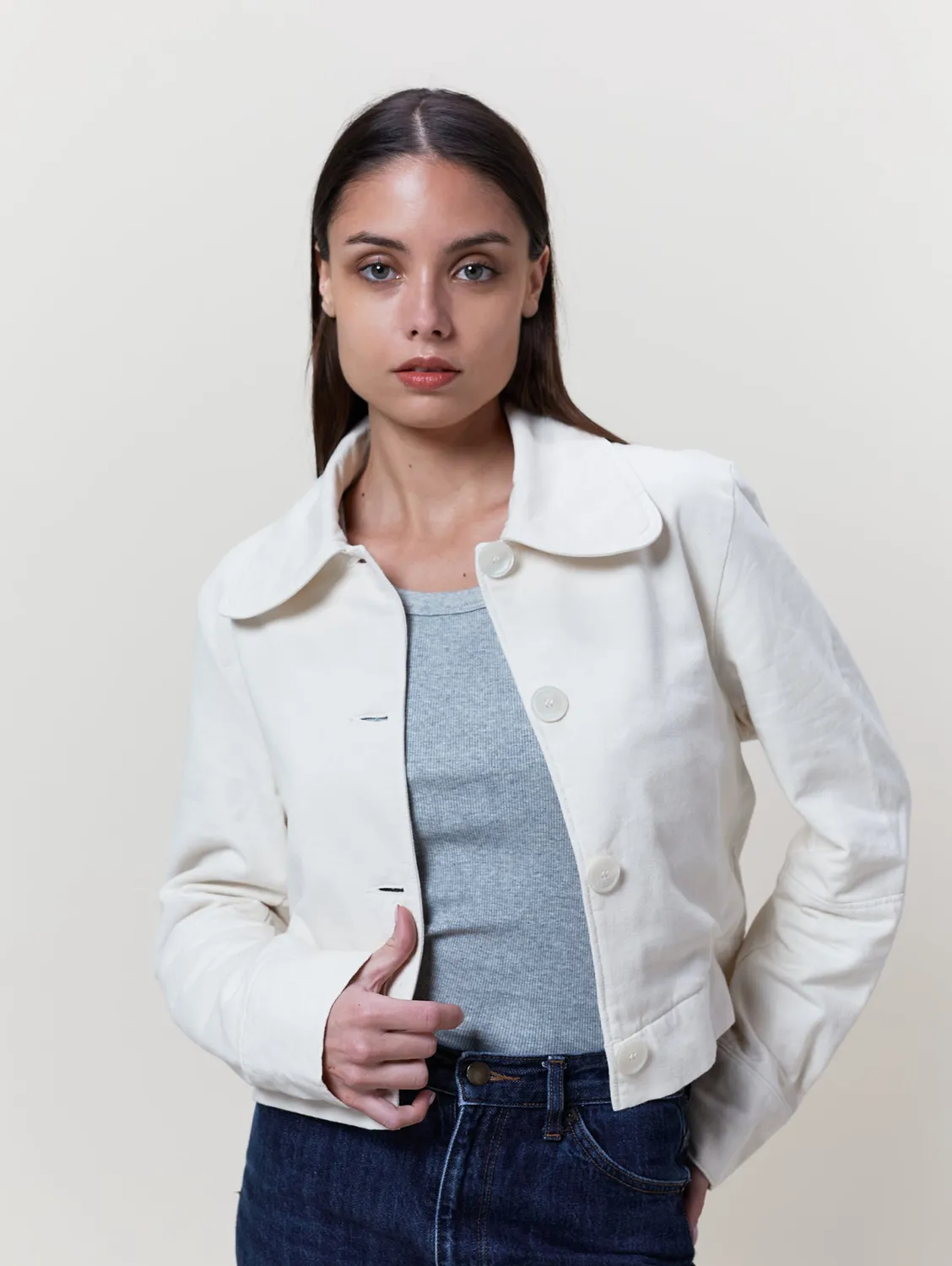 Cotelé Paris Veste Daisy Écru toile upcyclée