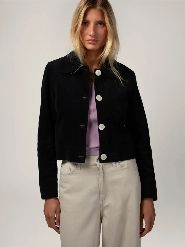 Cotelé Paris Daisy veste noire velours coton bio