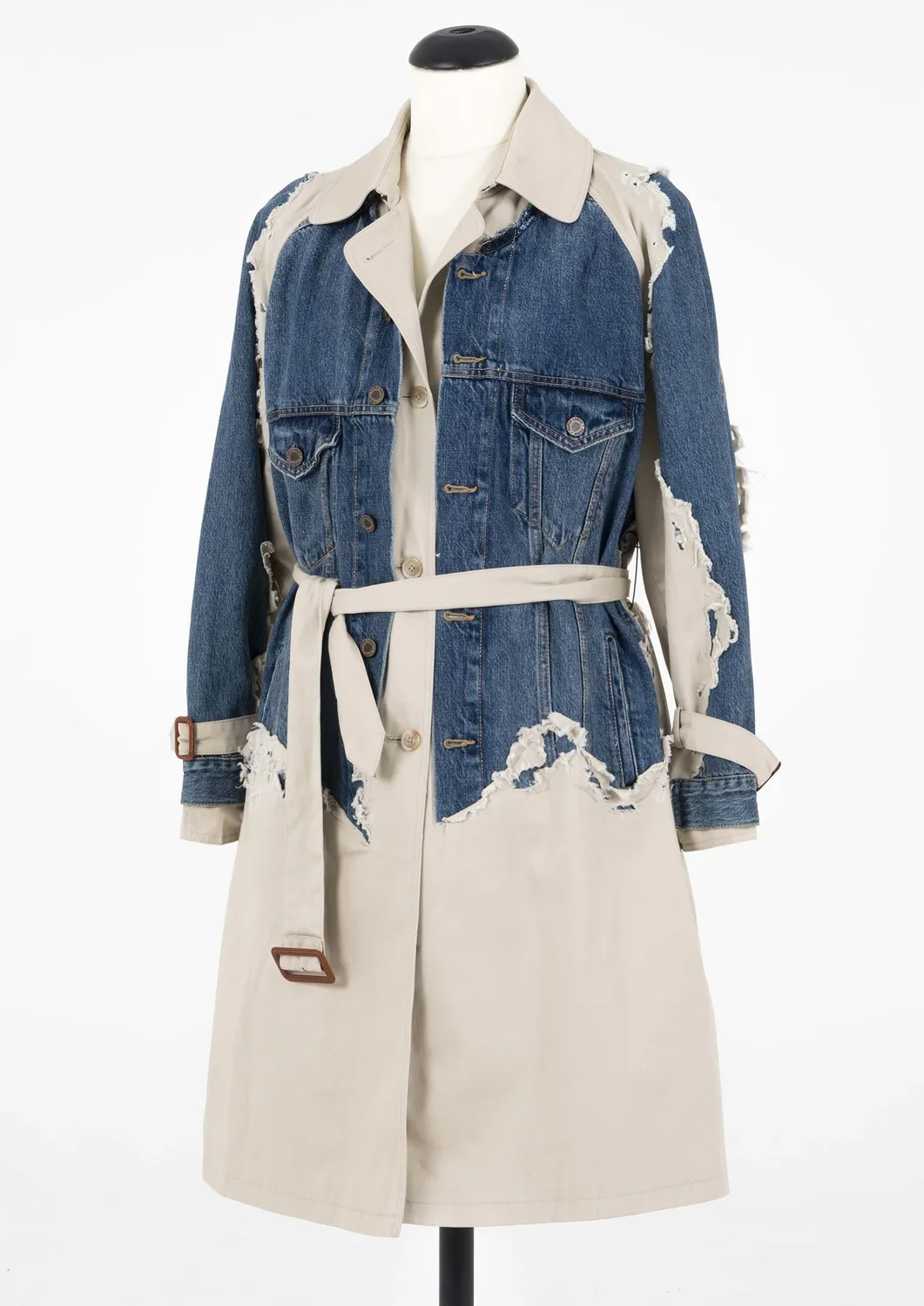 Paolo Leduc Trench Coat Denim manteau S crème et jean