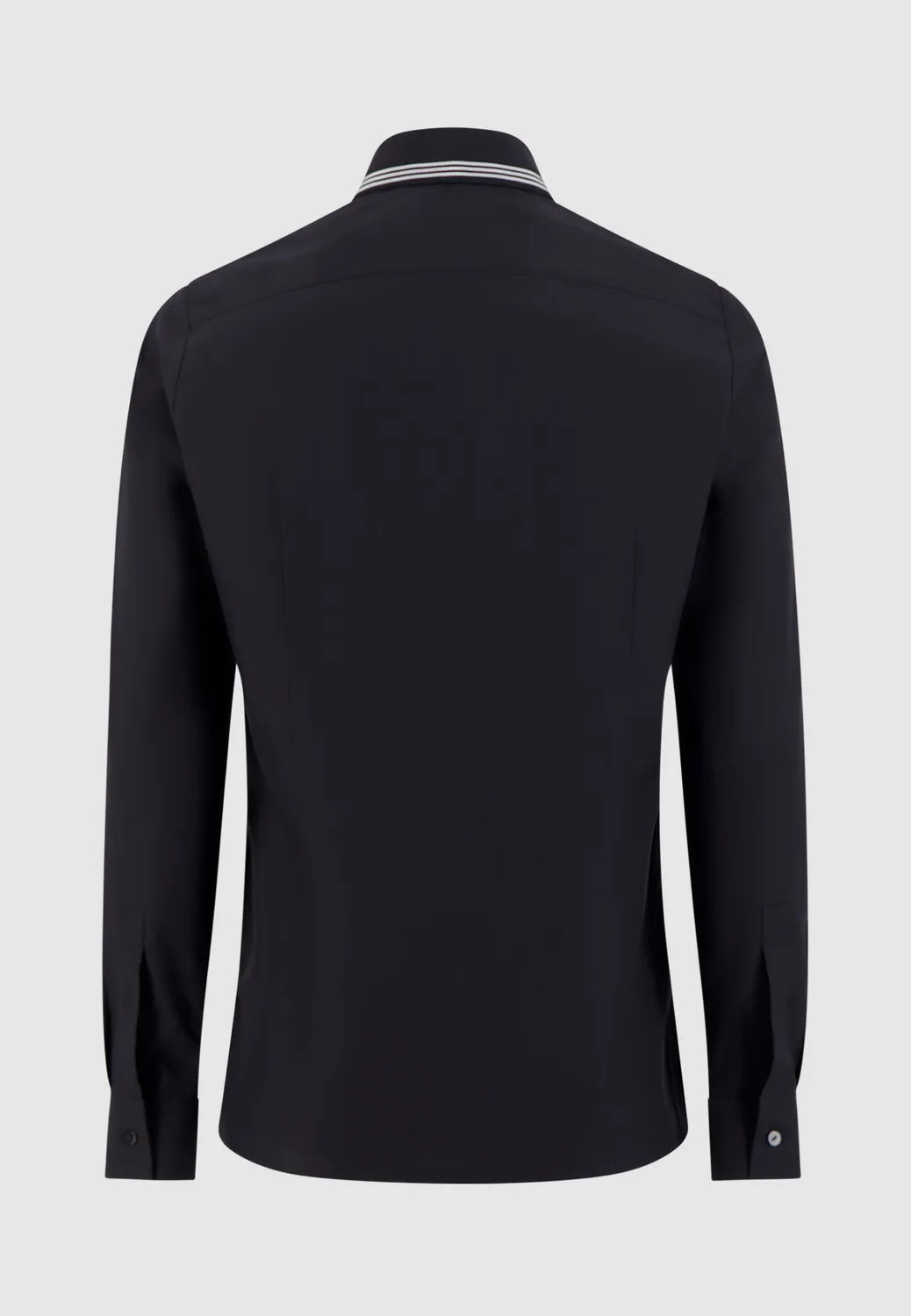 Pierre Talamon chemise noire col galon coton