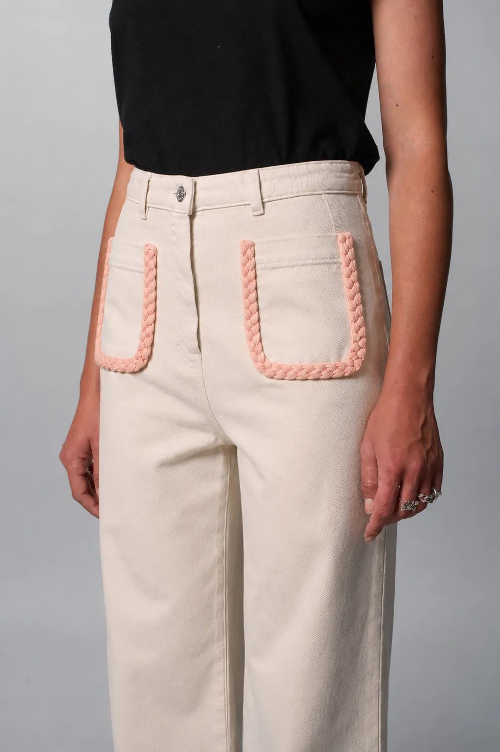 Cotélé Paris Jane pantalon jean écru off white