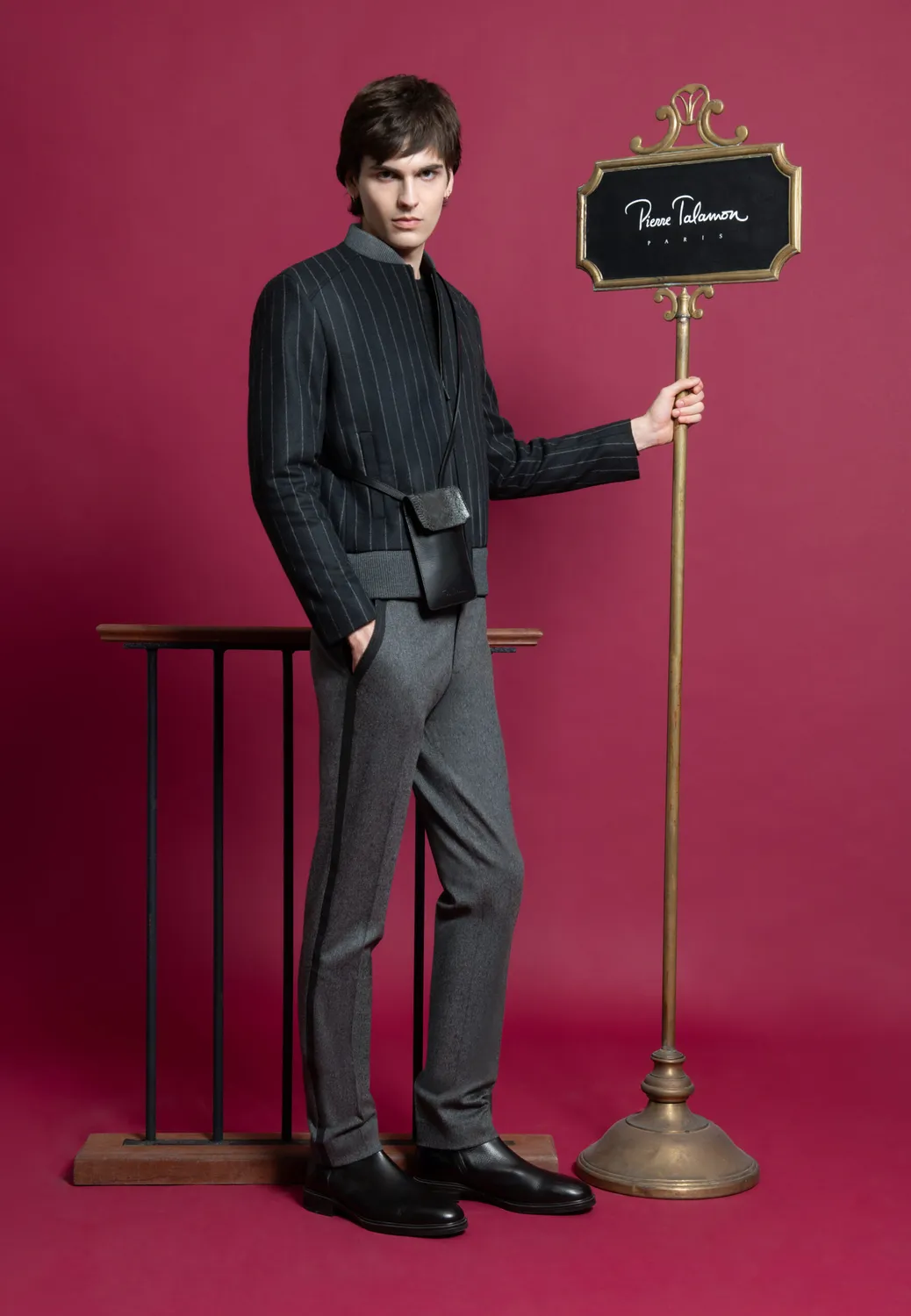 Pierre Talamon blouson zippé noir rayures tennis