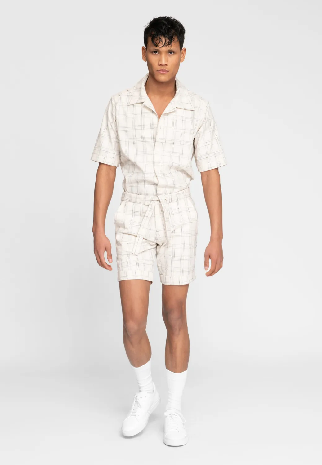 Pierre Talamon bermuda à carreaux ceinturé homme