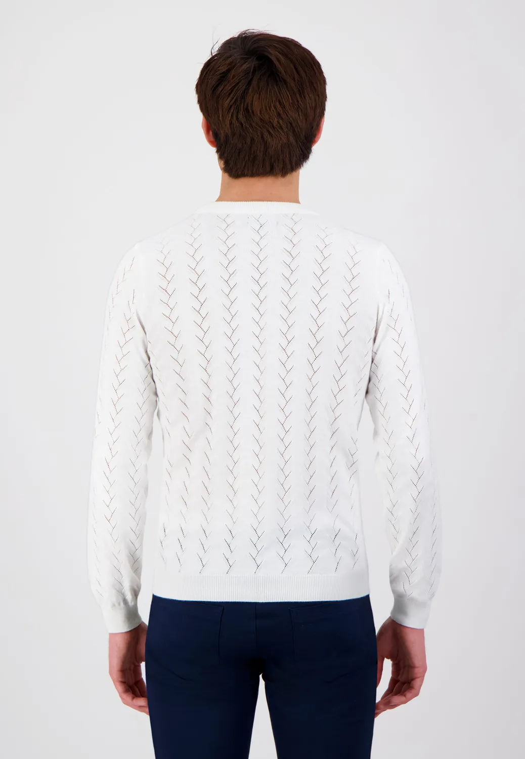 Pierre Talamon Braid pull blanc maille ajourée