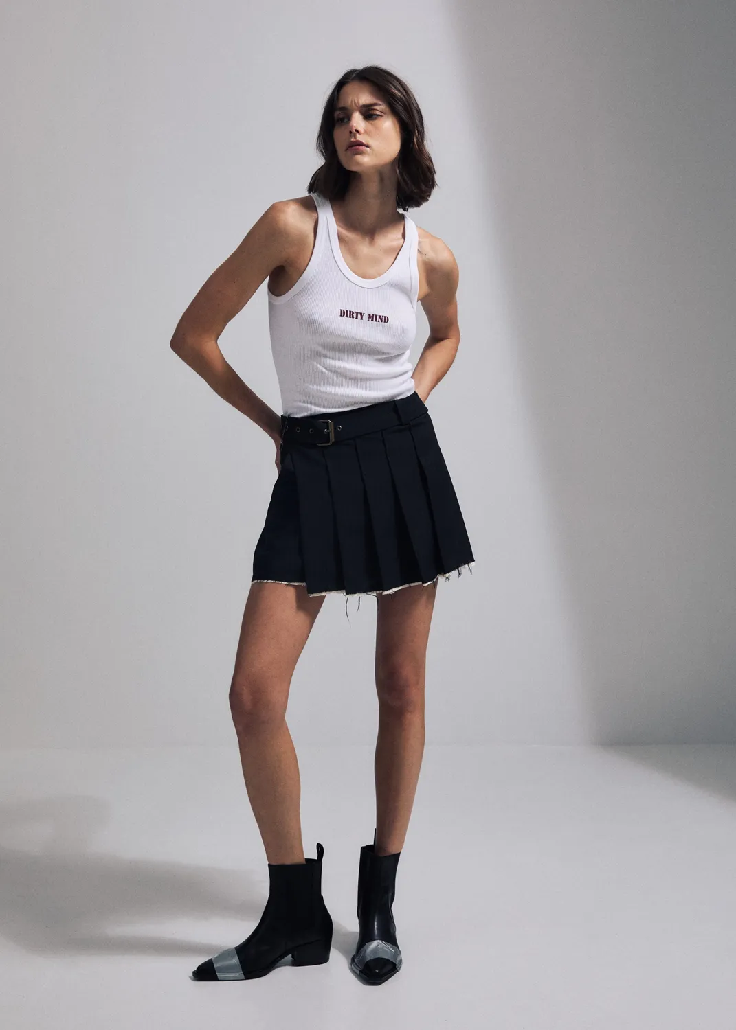 PAOLO LEDUC Mini Kilt jupe noire laine plissée