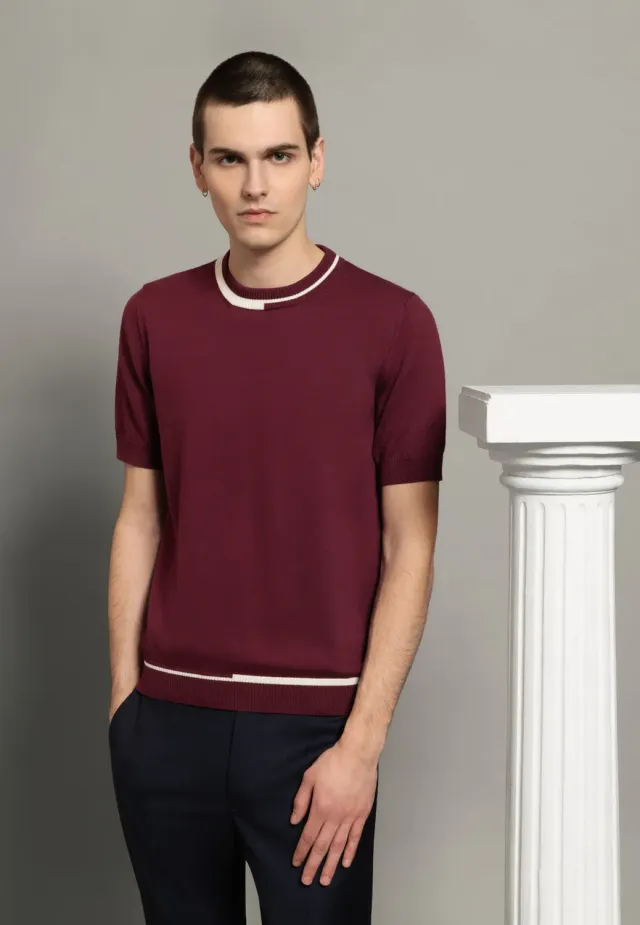 Pierre Talamon T-shirt jersey coton bordeaux 100% coton