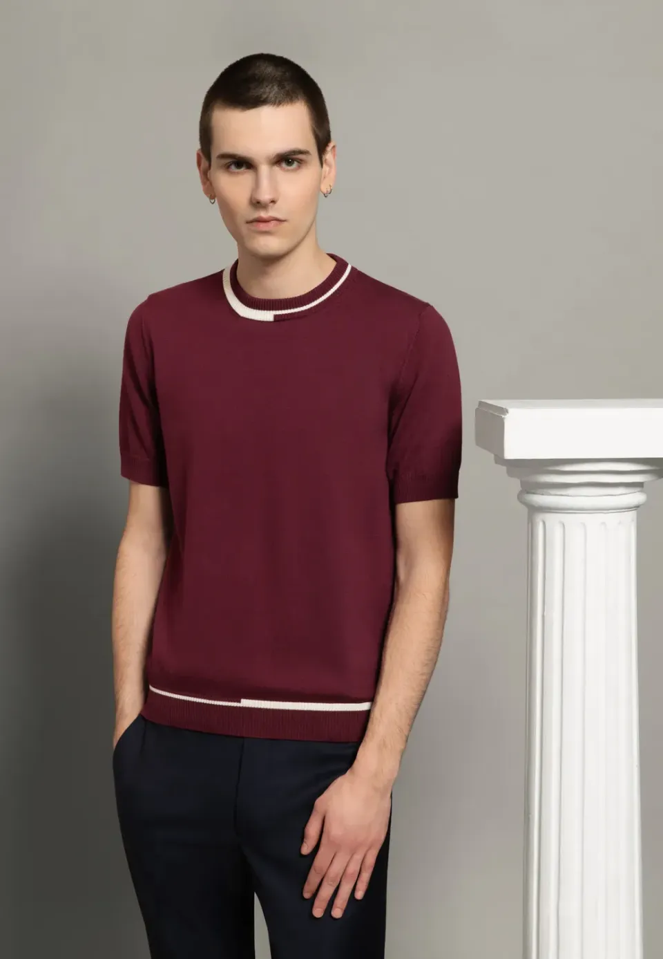 Pierre Talamon T-shirt jersey coton bordeaux 100% coton