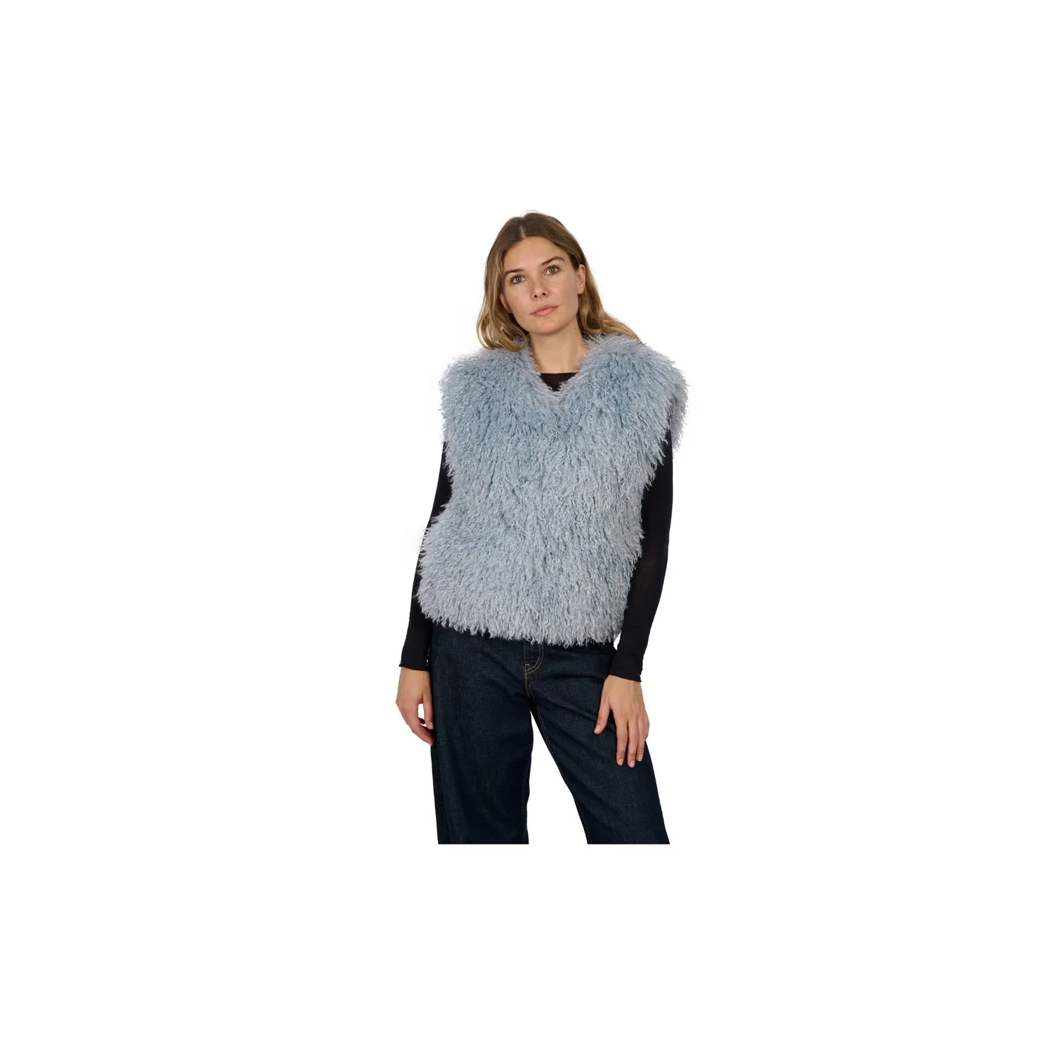 Oakwood Beth gilet fausse fourrure bleu glacier