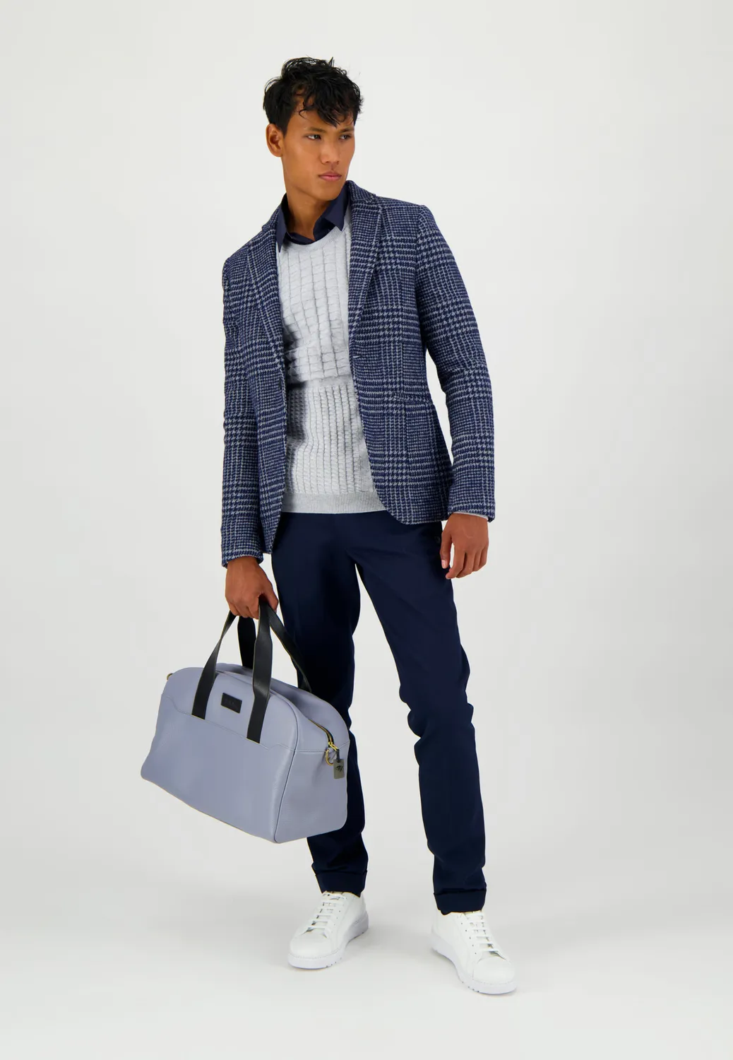 Pierre Talamon veste prince-de-galles bleue droite